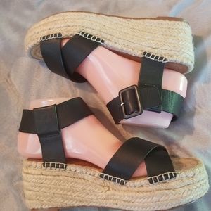 Sole Society Audrina black leather espadrille Sz8